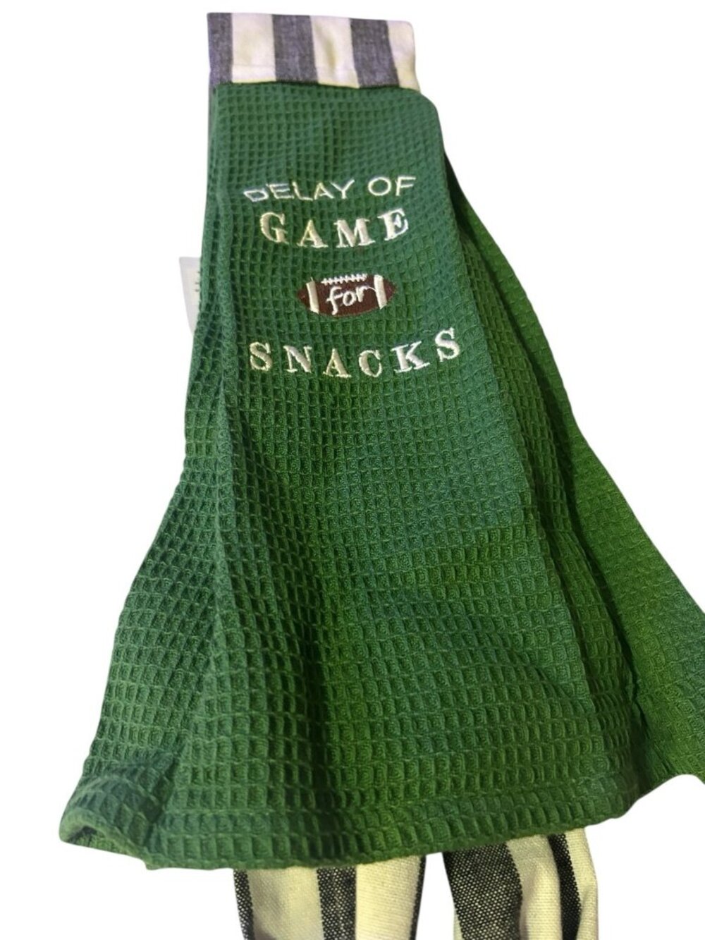 NEW Demdaco "Kitchen boa" football themed Tea towel